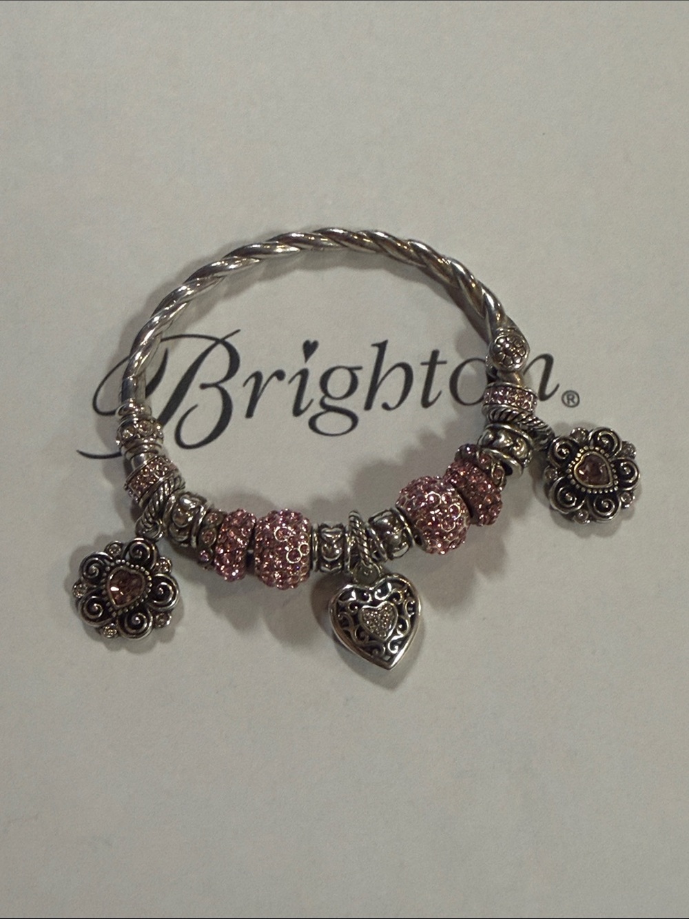 🌸 BRIGHTON Silver Charms Bangle Bracelet! Great gift idea 🌸